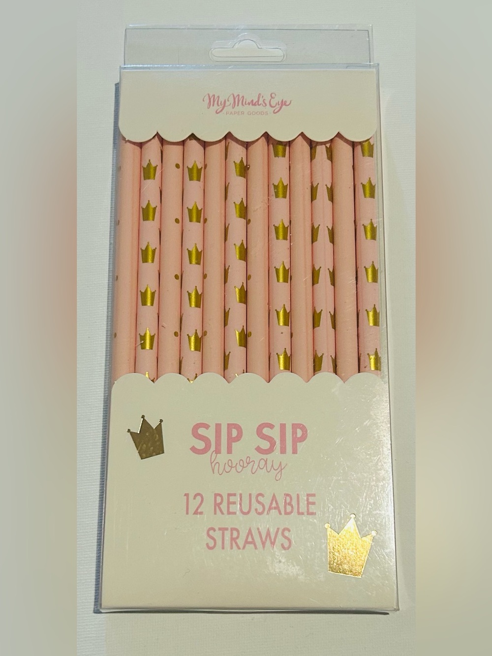 New “Sip Sip Hooray” 12 Reusable Straws Princess My Mind’s Eye Paper Goods